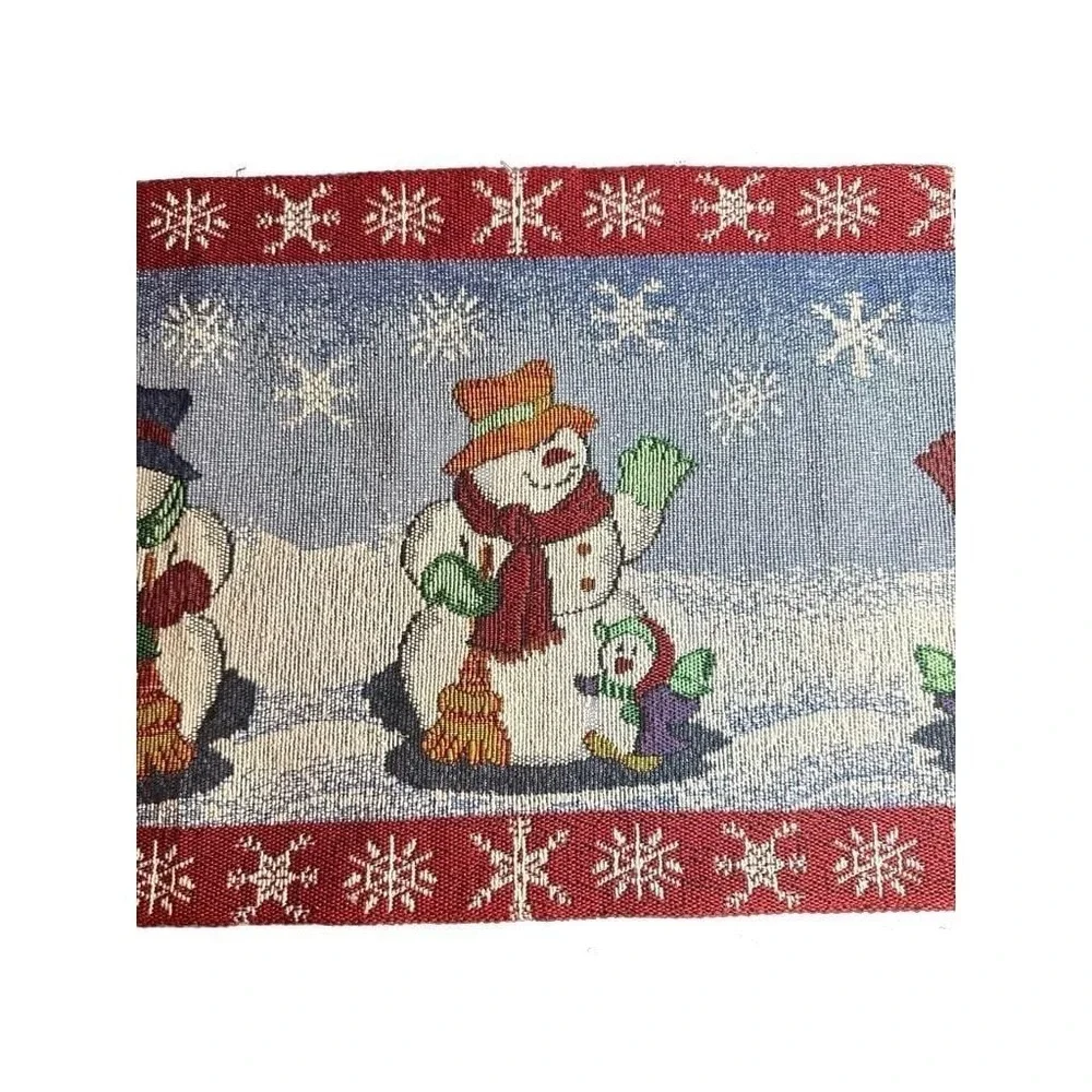 Vintage Christmas Snowman Tapestry Table Runner 52